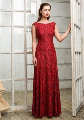  Платье кружевное длинное LUCY NIKOLE_152 красное 
