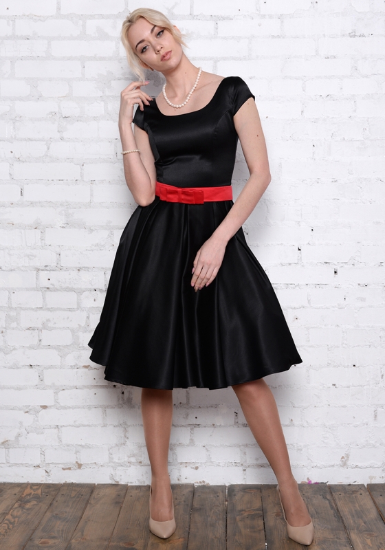 Коктейльное платье длины миди Кейт (черный) - Коктейльное платье длины миди Кейт (черный)