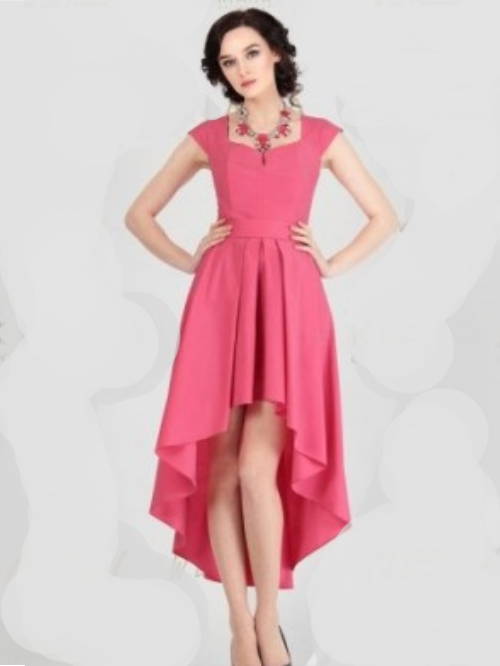 Платье со шлейфом и без рукавов  5848 розовое